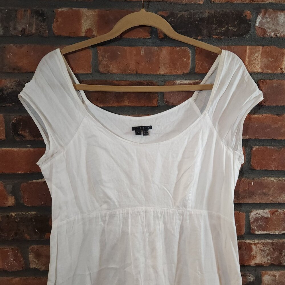 Theory Arella White Cap Sleeve Eyelet Midi Dress Cottagecore Feminine Women's 10 - Picture 2 of 6